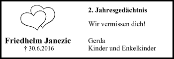 Traueranzeige von Friedhelm Janezic von Stadtspiegel Gladbeck