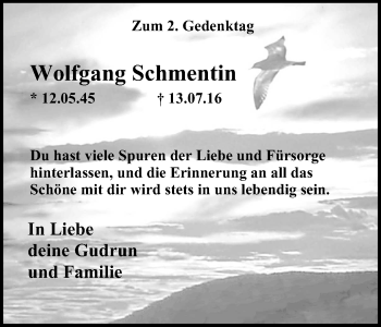 Traueranzeige von Wolfgang Schmentin von Stadtspiegel Wattenscheid