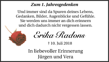 Traueranzeige von Erika Radons von LÜNER ANZEIGER