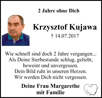 Traueranzeige von Krzysztof Kujawa von Wochen-Anzeiger Langenfeld/Monheim/Hilden