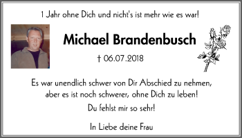 Traueranzeige von Michael Brandenbusch von Stadtanzeiger Velbert + Heiligenhaus