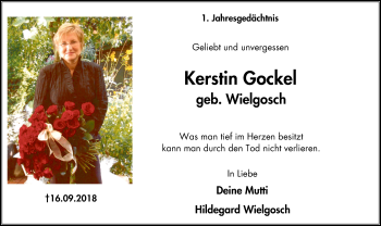 Traueranzeige von Kerstin Gockel von Kettwig Kurier