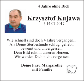 Traueranzeige von Krzysztof Kujawa von WVW Anzeigenblätter