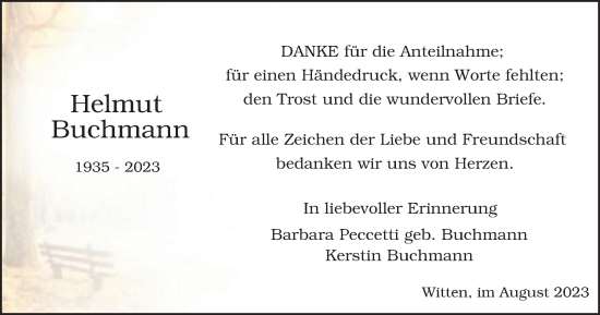 Traueranzeige von Helmut Buchmann von Tageszeitung