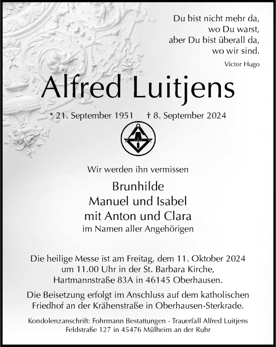 Traueranzeige von Alfred Luitjens von Tageszeitung