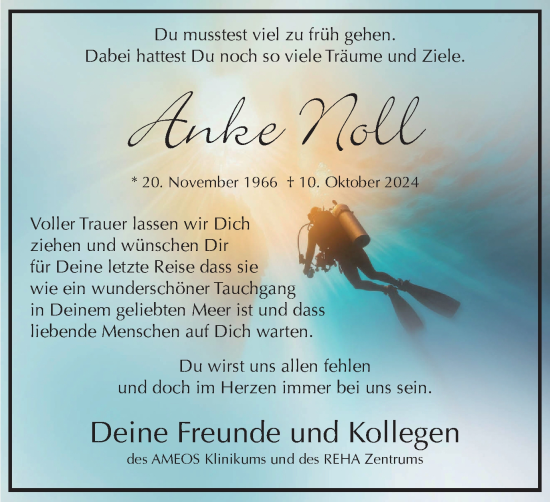 Traueranzeige von Anke Noll von Tageszeitung