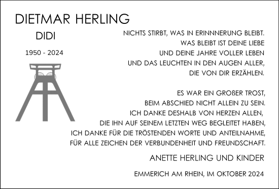 Traueranzeige von Dietmar Herling von Tageszeitung