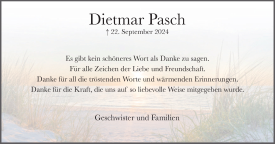 Traueranzeige von Dietmar Pasch von Tageszeitung