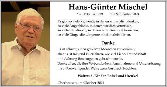 Traueranzeige von Hans-Günter Mischel von Tageszeitung