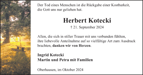 Traueranzeige von Herbert Kotecki von Tageszeitung