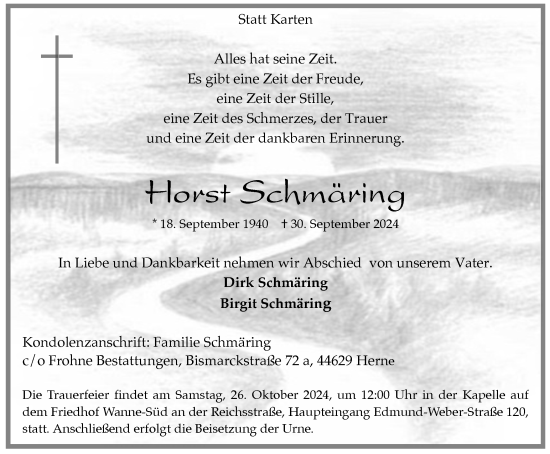 Traueranzeige von Horst Schmäring von Tageszeitung