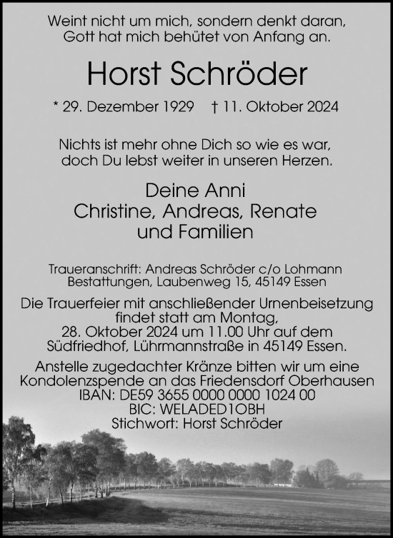 Traueranzeige von Horst Schröder von Tageszeitung