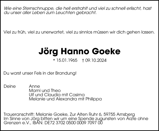 Traueranzeige von Jörg Hanno Goeke von Tageszeitung