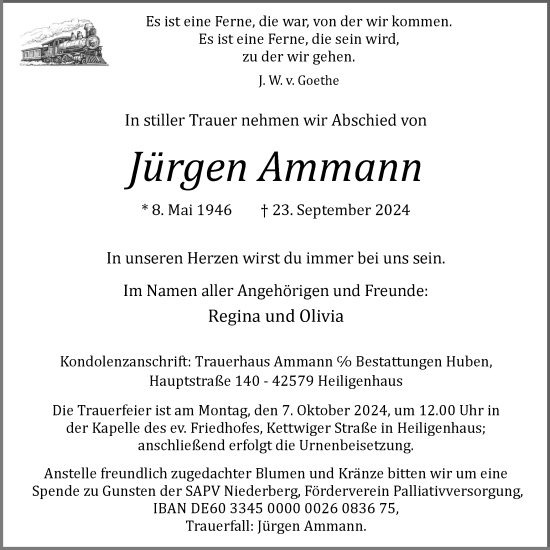 Traueranzeige von Jürgen Ammann von Tageszeitung