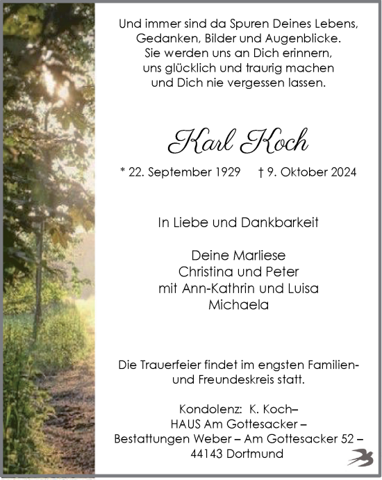 Traueranzeige von Karl Koch von Tageszeitung