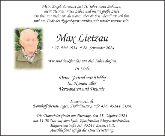 Traueranzeige von Max Lietzau von Tageszeitung