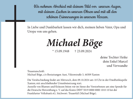 Traueranzeige von Michael Böge von Tageszeitung