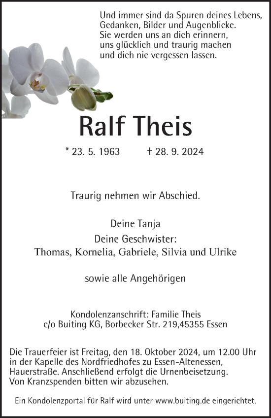 Traueranzeige von Ralf Theis von Tageszeitung