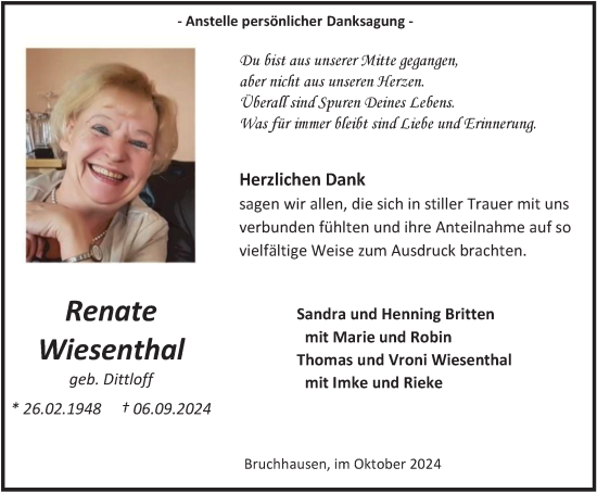Traueranzeige von Renate Wiesenthal von Tageszeitung