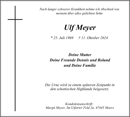 Traueranzeige von Ulf Meyer von Tageszeitung