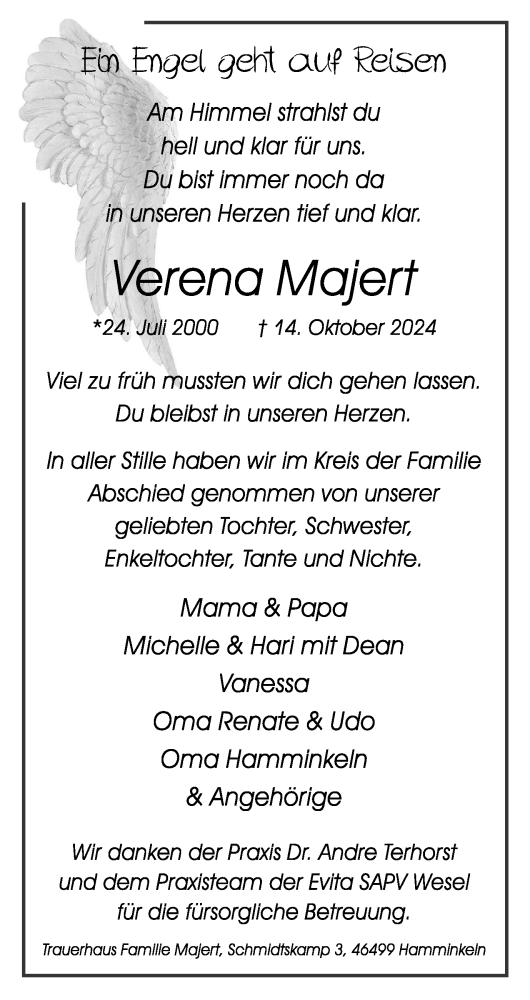 Traueranzeige von Verena Majert von Tageszeitung