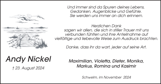 Traueranzeige von Andy Nickel von Tageszeitung