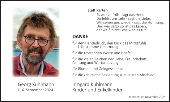 Traueranzeige von Georg Kuhlmann von Tageszeitung