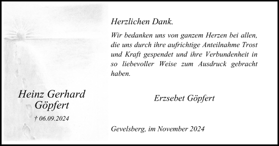 Traueranzeige von Heinz Gerhard Göpfert von Tageszeitung