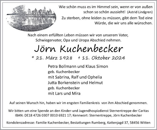 Traueranzeige von Jörn Kuchenbecker von Tageszeitung
