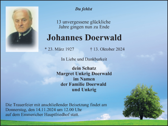 Traueranzeige von Johannes Doerwald von Tageszeitung