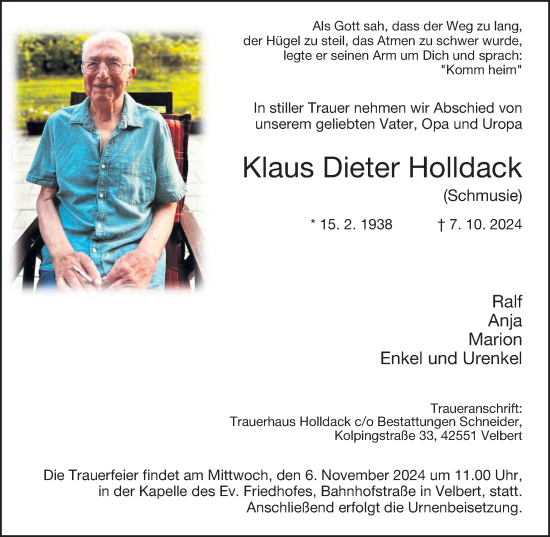 Traueranzeige von Klaus Dieter Holldack von Tageszeitung