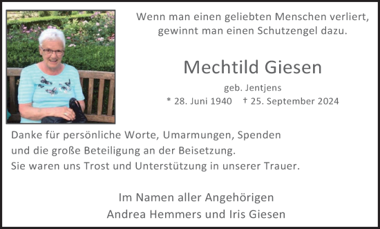 Traueranzeige von Mechtild Giesen von Tageszeitung