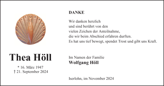 Traueranzeige von Thea Höll von Tageszeitung
