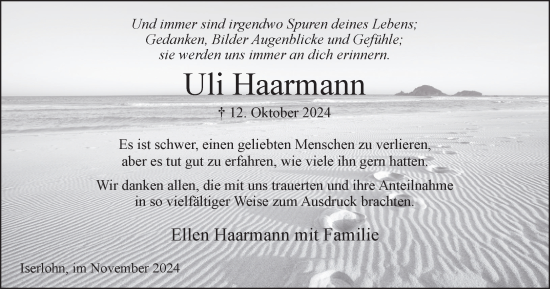 Traueranzeige von Ulrich Haarmann von Tageszeitung