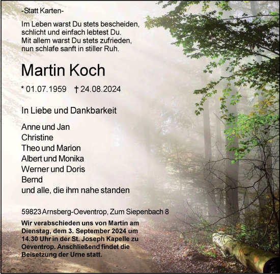 Traueranzeige von Martin Koch von Tageszeitung