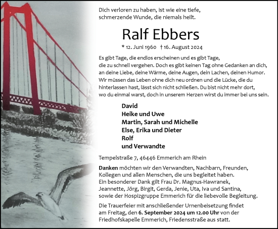 Traueranzeige von Ralf Ebbers von Tageszeitung