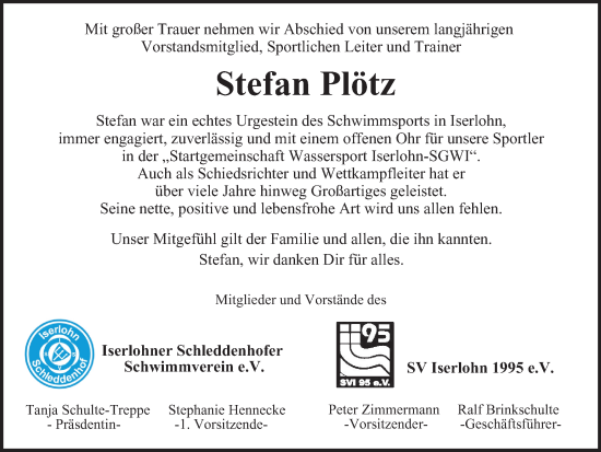 Traueranzeige von Stefan Plötz von Tageszeitung