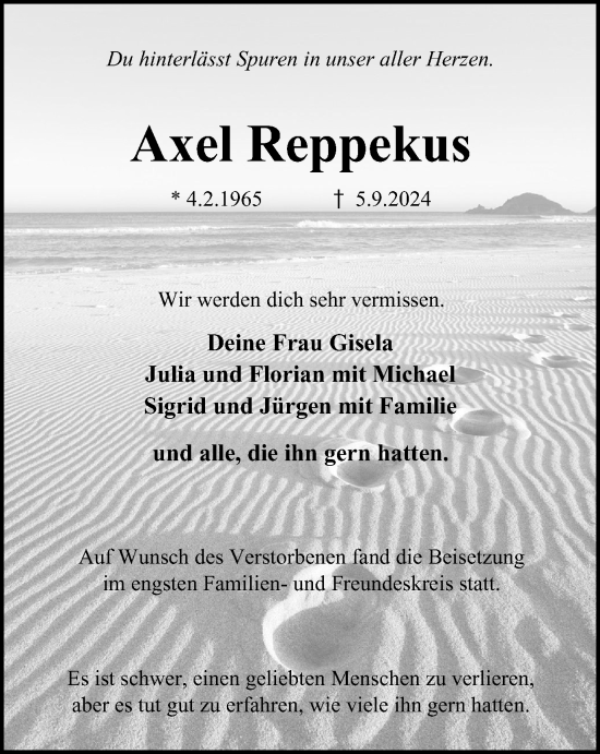 Traueranzeige von Axel Reppekus von Tageszeitung