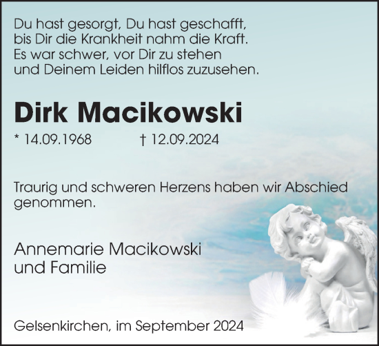 Traueranzeige von Dirk Macikowski von Tageszeitung