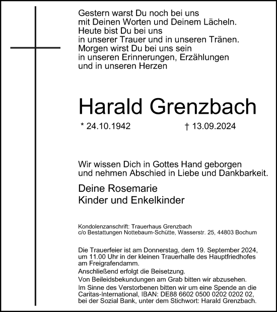 Traueranzeige von Harald Grenzbach von Tageszeitung