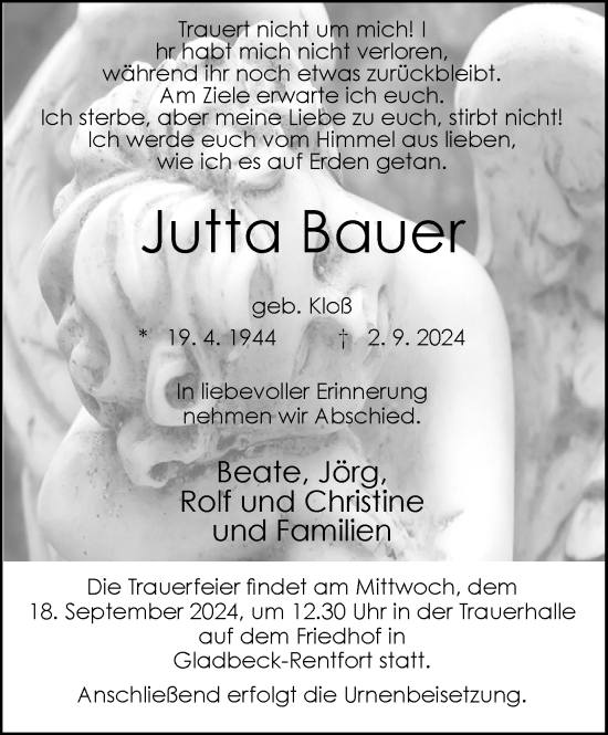 Traueranzeige von Jutta Bauer von Tageszeitung