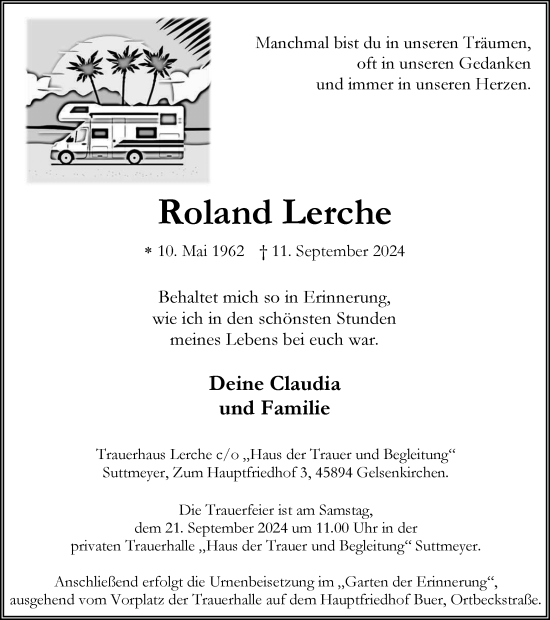 Traueranzeige von Roland Lerche von Tageszeitung