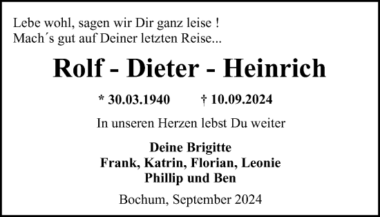 Traueranzeige von Rolf-Dieter-Heinrich  von Tageszeitung