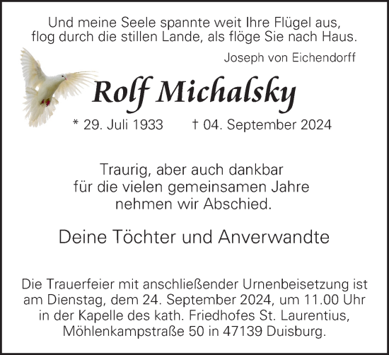 Traueranzeige von Rolf Michalsky von Tageszeitung