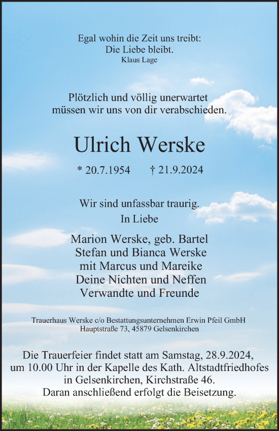 Traueranzeige von Ulrich Werske von Tageszeitung