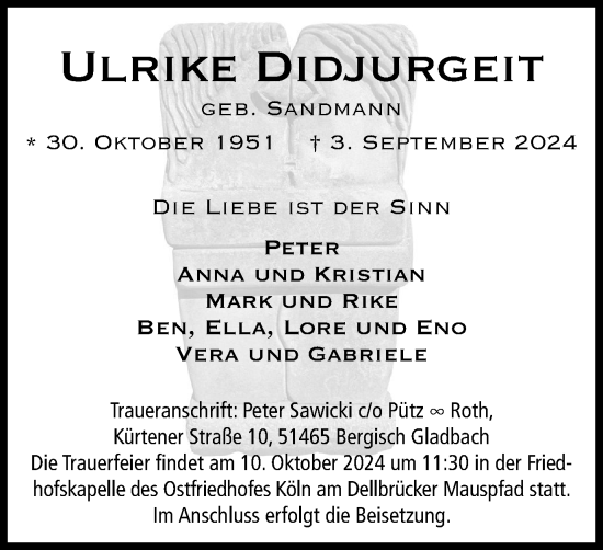 Traueranzeige von Ulrike Didjurgeit von Tageszeitung