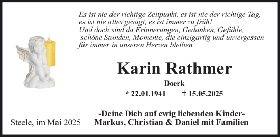 Traueranzeige von Karin Rathmer von FUNKE Medien NRW GmbH