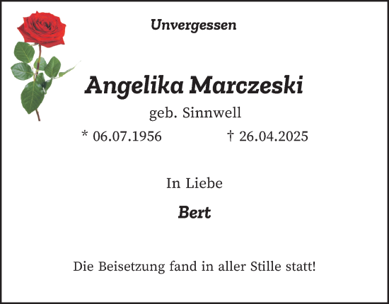 Traueranzeige von Angelika Marczeski von Tageszeitung