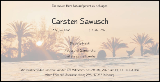 Traueranzeige von Carsten Sawusch von Tageszeitung