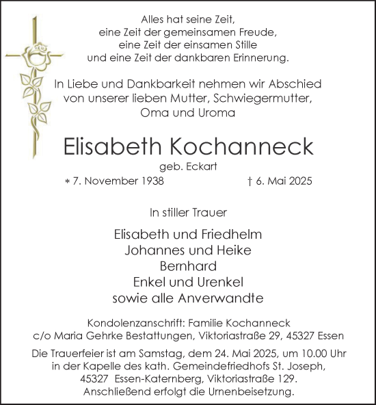 Traueranzeige von Elisabeth Kochanneck von Tageszeitung